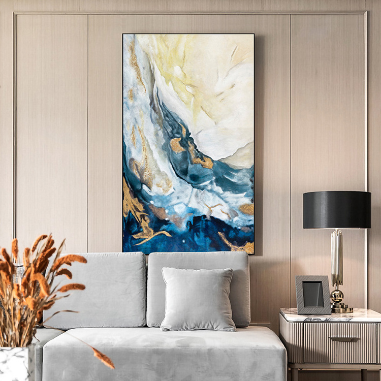 Blue series abstract art light luxury advanced living room hanging painting restaurant porch hotel decorative picture sofa art