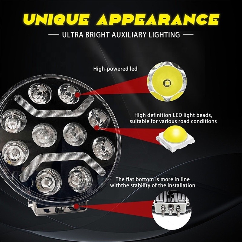 12V 24V Slim Combo Light Round Led Driving Light Auxiliary Light For Truck Car Utv Atv