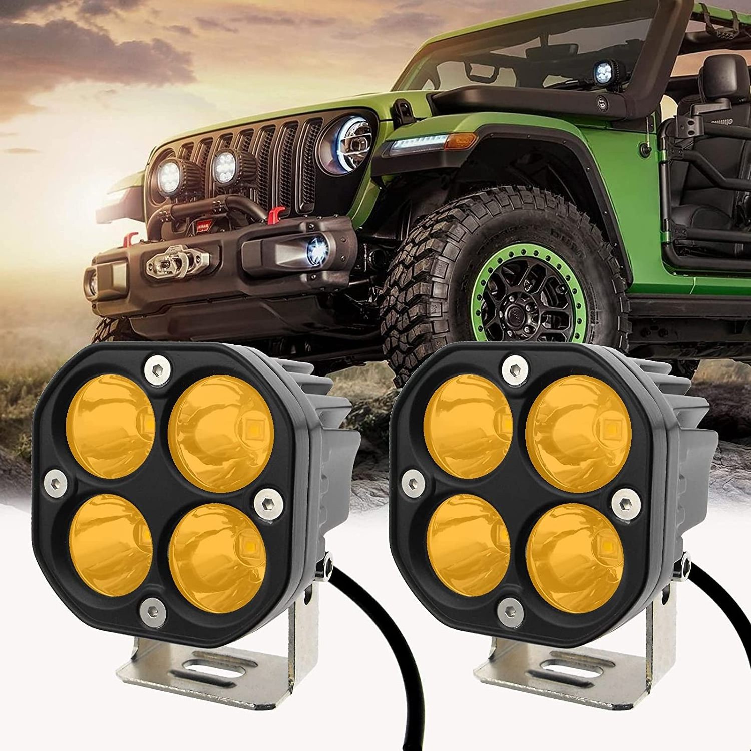 Auto Dual Row Amber White 4x4 Led Driving Fog Light Pods Bar Commercial Off-road 3 inch Side Lesar Lamp Led Work Light For Car