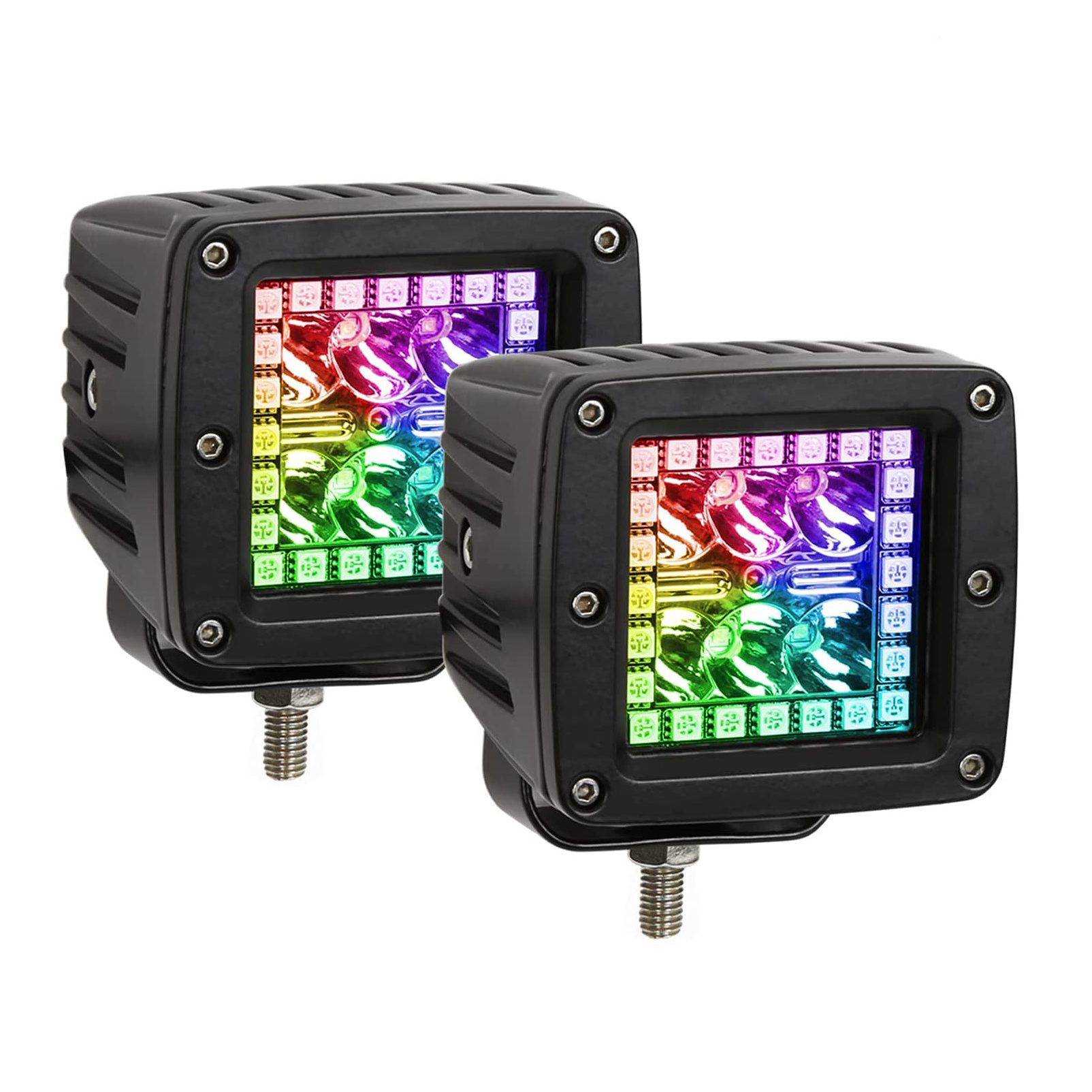 Chasing RGB Halo Cubes Off Road Boat Fog Lights Driving Lights 40w 3 inch 4D Led Spot Pods Work Light