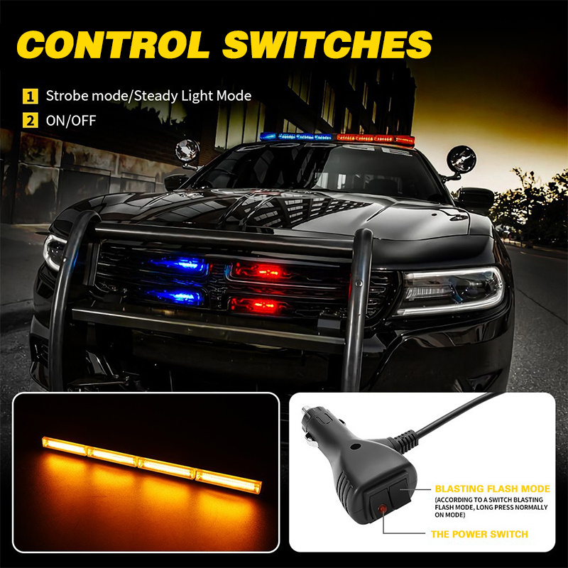 Factory Wholesale Cob Led Work Light Bar Beacon Car Tow Truck Emergency Warning Strobe Light Amber Flashing Light