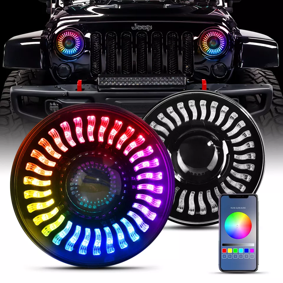 Eagle Eyes OEM Car Headlight Projector Led Headlights RGB DRL 7inch Led Headlight For Jeep Wrangler JL JK