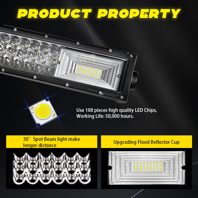 In Stock Off Road Led Bar Light 3 Row barra de leds para 4x4 22 32 42inch Flood Spot Offroad 4x4 Car Truck Curved Led Light Bar