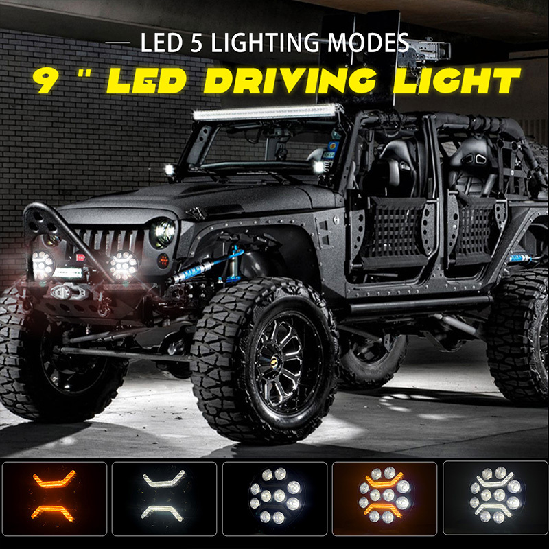 In Stock 12v 24V 120w Slim Drl Spotlight Light Round Led Driving Light Truck Car UTV ATV 9 Inch Led Driving Light