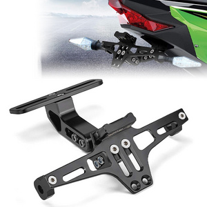 Adjustable CNC Aluminum Aircraft Licence Plate Holder Number Plate Bracket Motorcycle License Plate Rack With LED Light