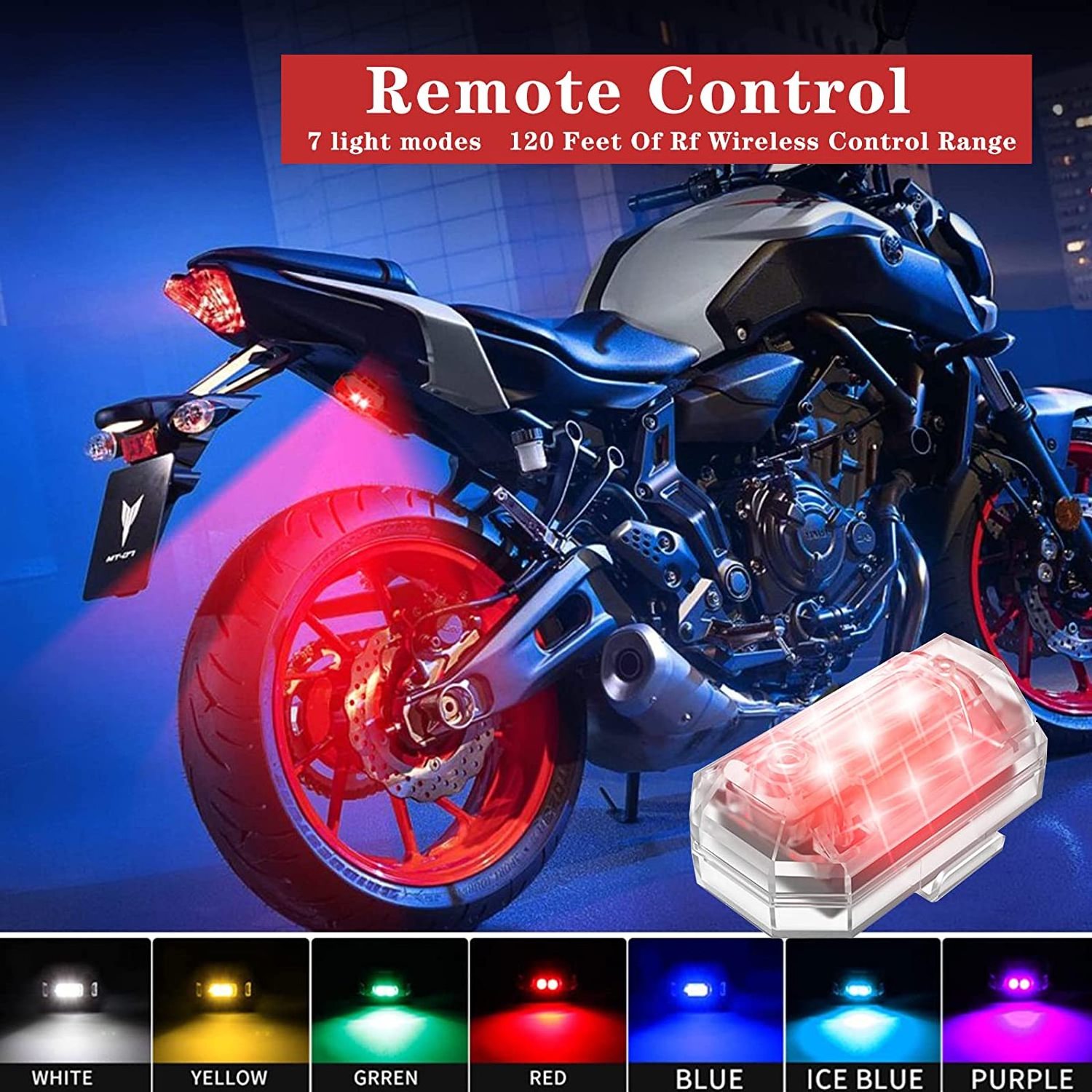 Remote Control 7 Colors Indicator Led Touch Light Strobe Light Mini Signal Drone Flash Light For Harley-David-son Honda Kawasaki