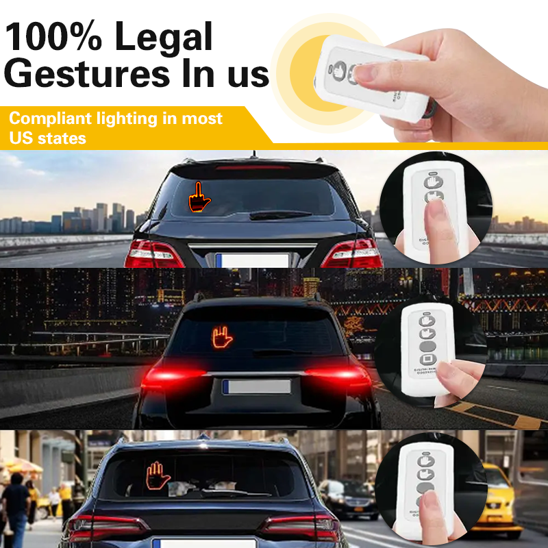 Remote control SuperCool Car Middle Finger Light For Car Window Accessories Light Fun Window Middle Finger Light