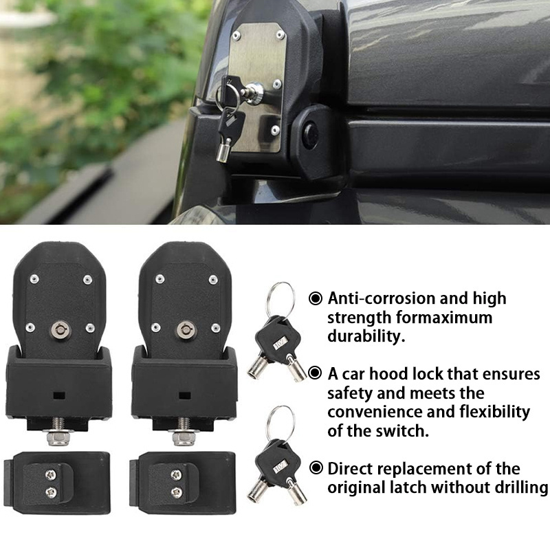 New Product Waterproof Hood Lock Latches Handle Catch Latches For Jeep Wrangler JL Gladiator JT 2018-2023