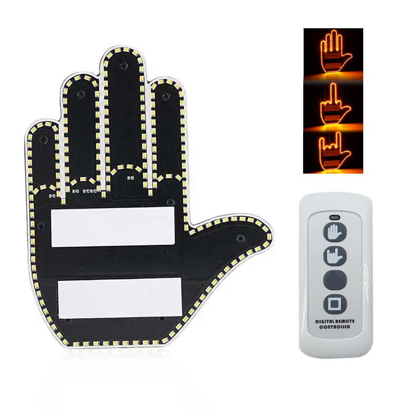 Remote control SuperCool Car Middle Finger Light For Car Window Accessories Light Fun Window Middle Finger Light