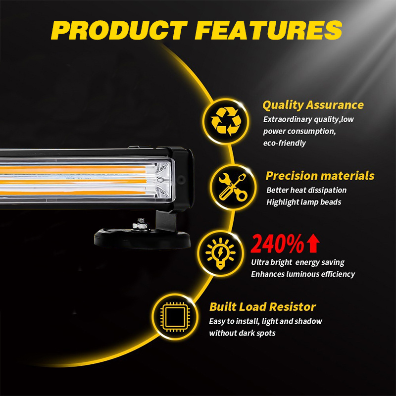 12V 24V COB LED Car Warning Strobe Flash Lamp Auto Traffic Emergency Light Bar Flashing Beacon Light Bar