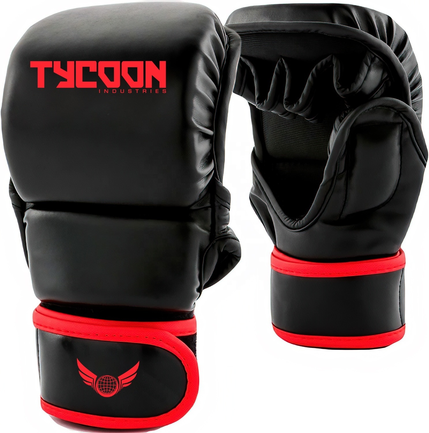 Black 7oz MMA Gloves Training Sparring Grappling Boxing MMA Gloves May Thai Punching Bag and MMA Gloves