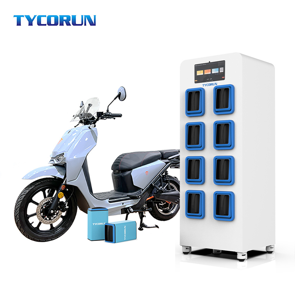 Tycorun swappable electric scooter 12v battery solar automatic charger cabinet ebike motorcycle outdoor battery swapping station