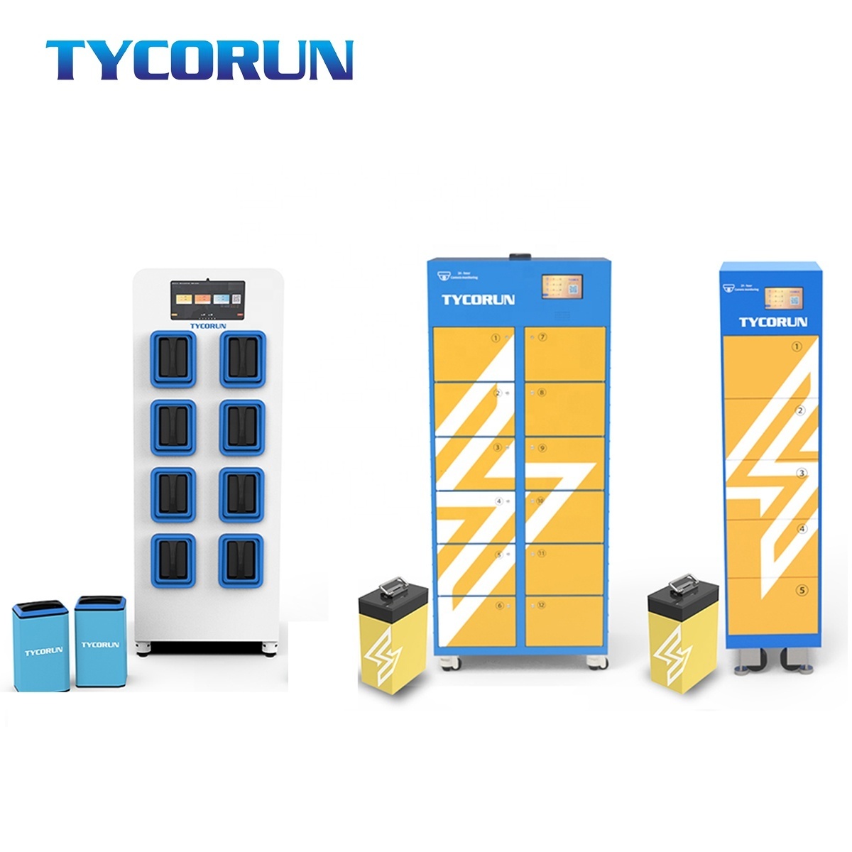 Tycorun 8 slots electric motorcycle lithium battery swap charging stations outdoor fast swapping cabinet  smart battery chargers