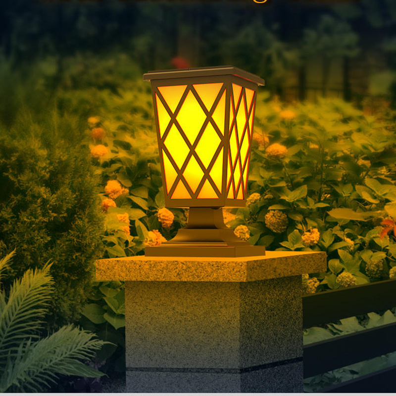 Good Sell Solar column head lamp courtyard fence flame lamp LED landscape lamp high quality