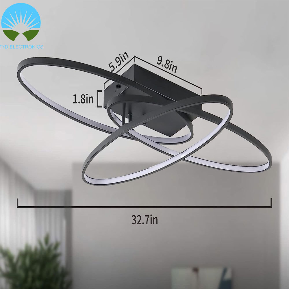 24W Dimmable LED Flush Mount Ceiling Light Fixture with Remote-13 Inch Modern Round Close to Ceiling Lights