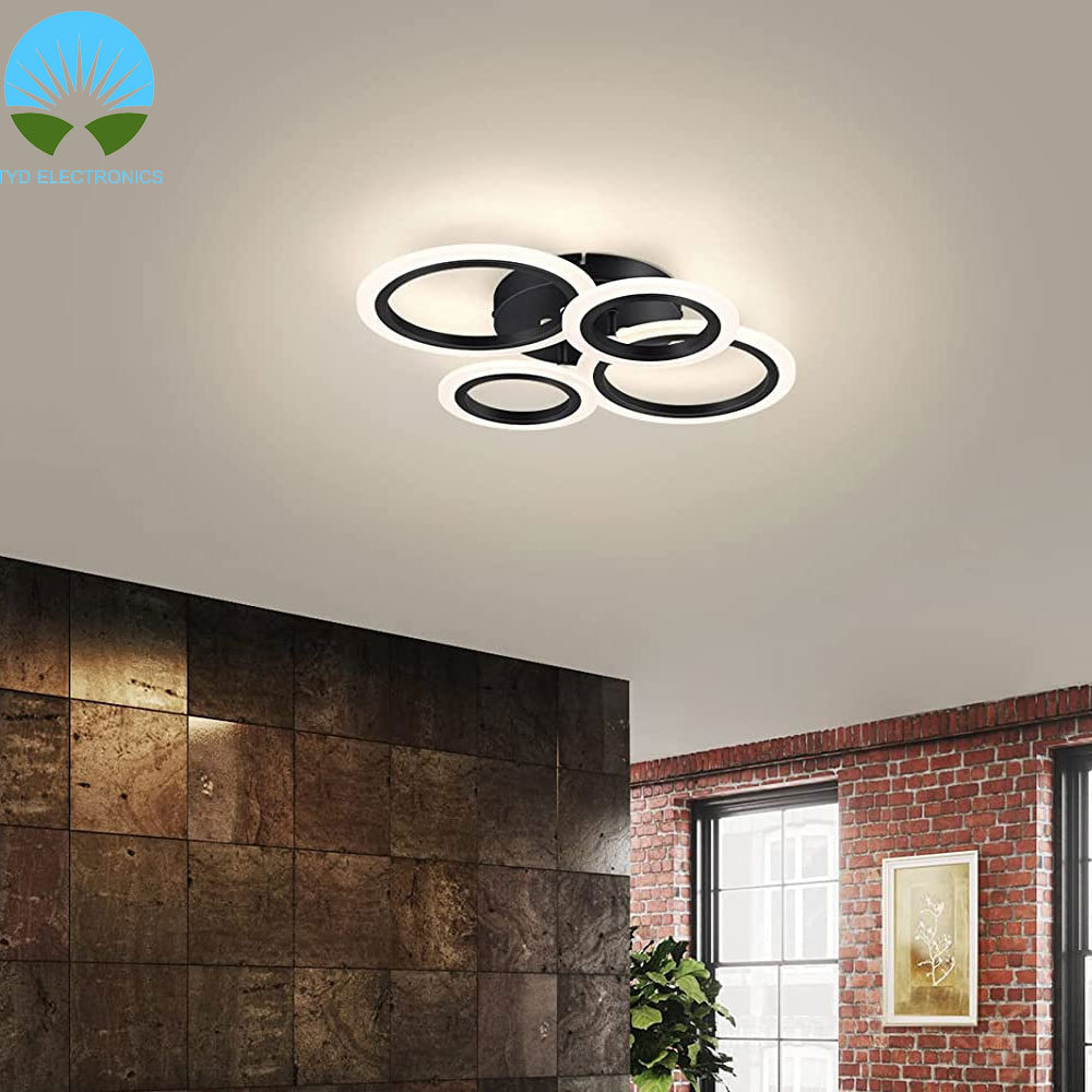 24W Dimmable LED Flush Mount Ceiling Light Fixture with Remote-13 Inch Modern Round Close to Ceiling Lights