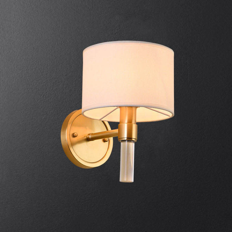 Best Quality Retro Copper Interior Wall Lights for Home Hotel Bedroom Wall Lamp with Fabric Cover American Country Style E14 Led