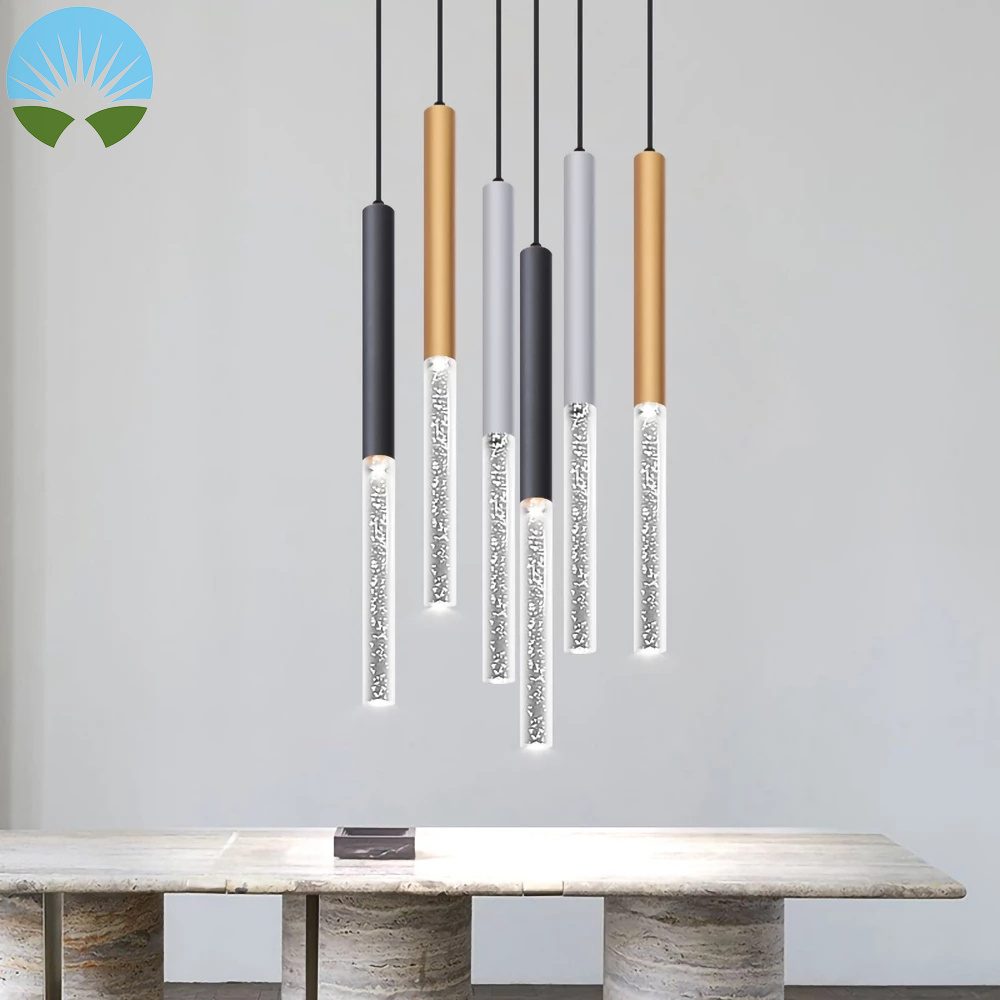 Long Tube Modern LED Decorative Pendant Chandelier Lamp Lights Dimmable Island Dining Room Cheap Price Cylinder Downlight