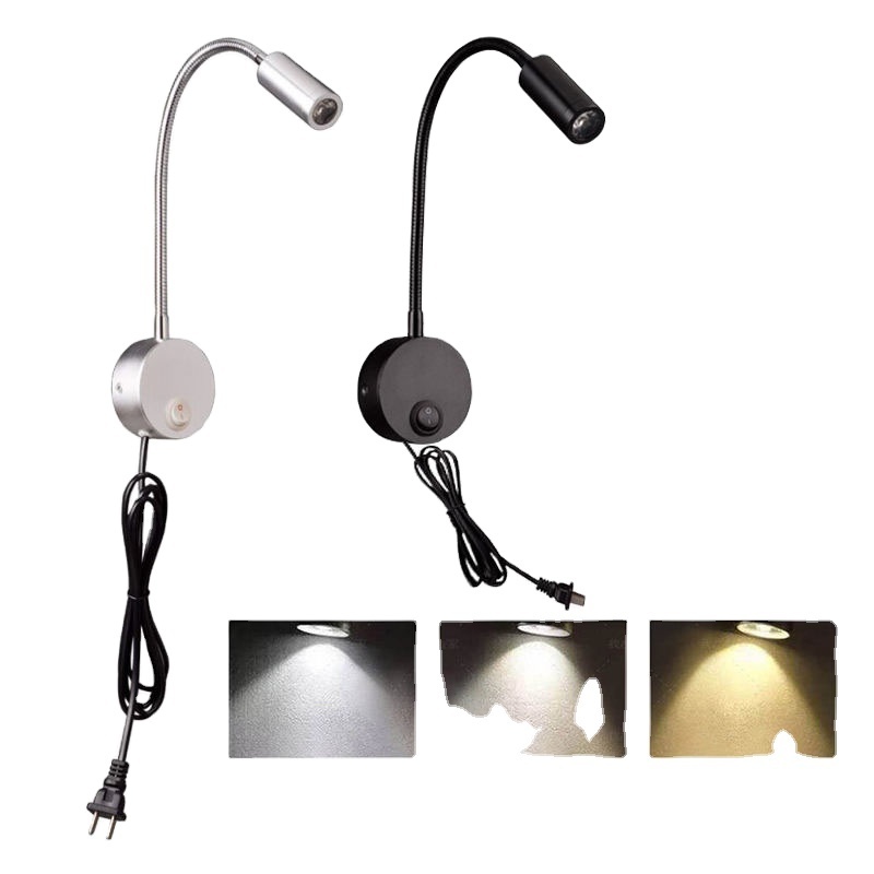 Top Selling LED Reading Lamp Flexible Wall Book Light Plug In Book Reading Light Desk Lamp Reading In Bed Led Neck Book Light