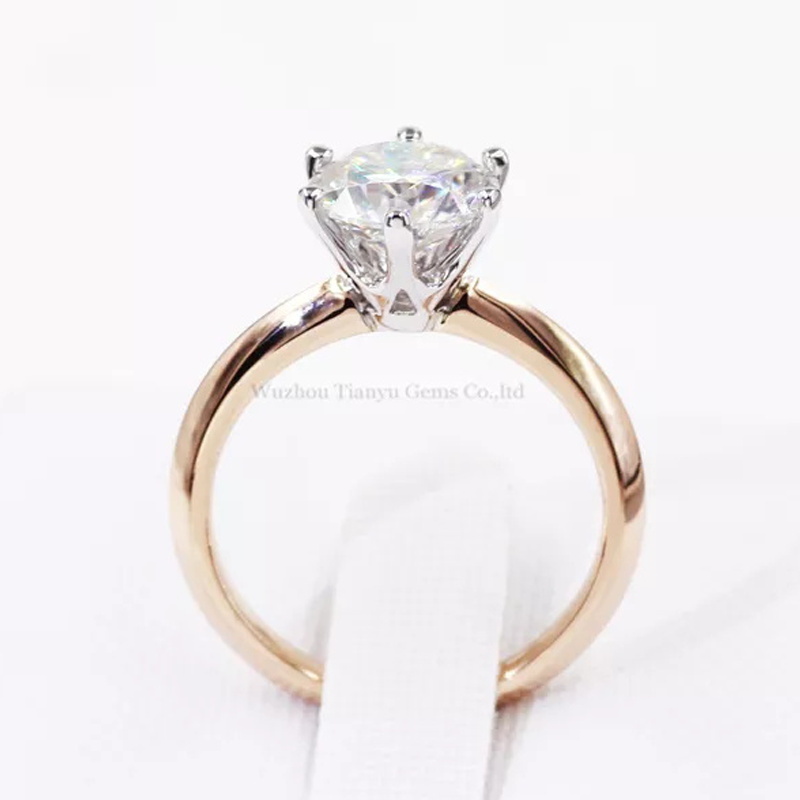 Tianyu Gems Custom Mossanite Jewelry 2CT VVS Moissanite Solitaire Real 14K 18K Diamond Engagement Wedding Gold Ring For Women