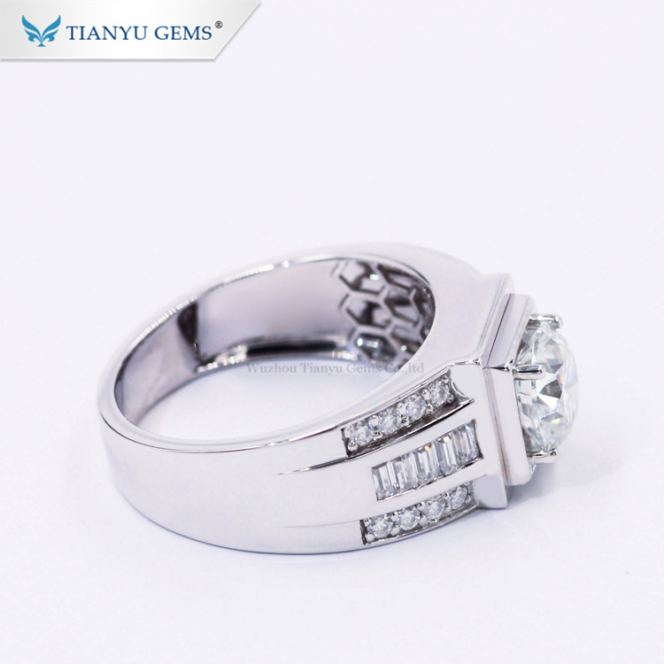 Luxury Fine Jewelry Lab Created Moissanite Diamond Solid White Gold 14k/18k Engagement Rings For Man Wedding Band