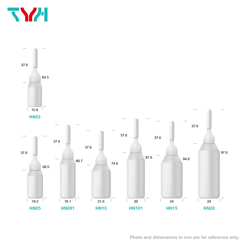 LDPE | PP Soft Squeezed Plastic Ampoules Serum Dropper Bottle with Screw-on Nozzle Cap in 3ml 5ml 8ml 10ml 15ml 20ml (HN Series)