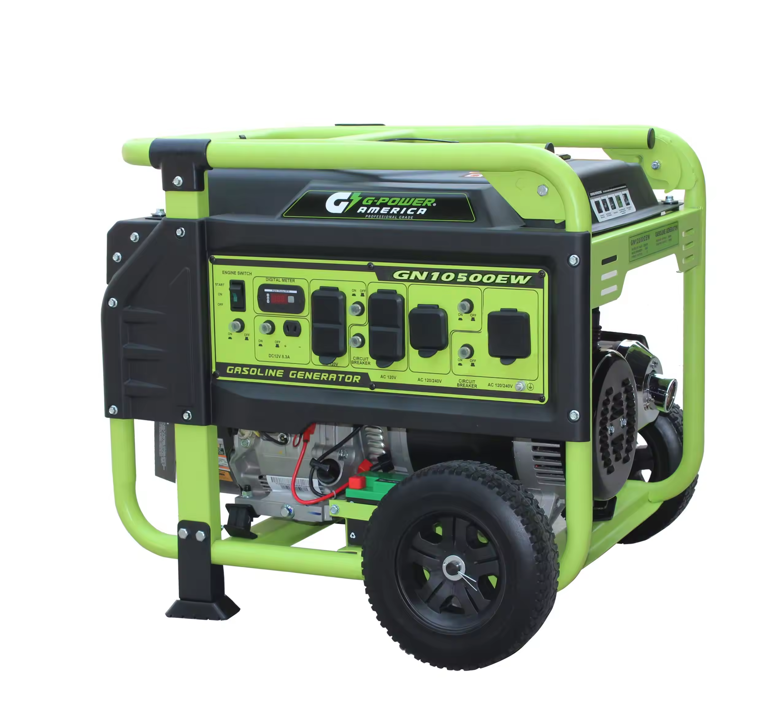 5250W/10000W/12000W Dual Fuel Portable Generator Gasoline Power Electric Starting Wheel Kit