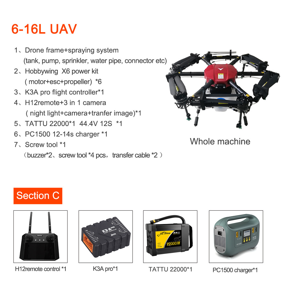 6 axis 16L OEM K++ K3A pro agricultural drone with camera GPS flying automatically agricultural sprayer Drone pertanian