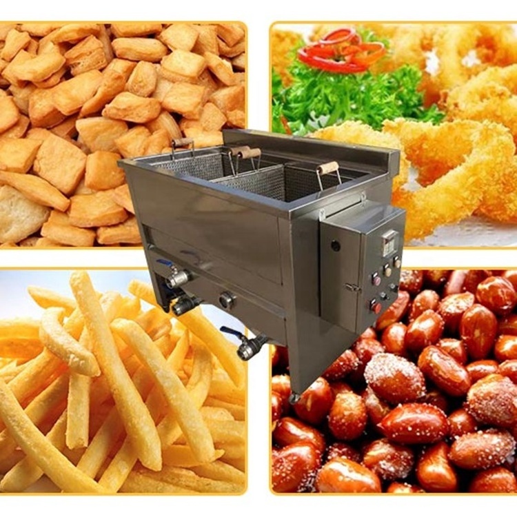 CE certificate removable automatic mesh basket snack batch fryer machine 1 basket 2 basket choice