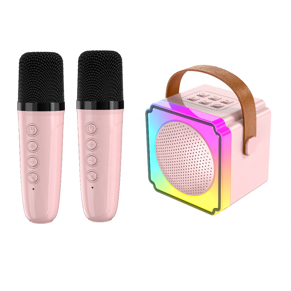 Portable colorful LED ambient light wireless microphone karaoke speaker home and outdoor small KTV Bluetooth speaker