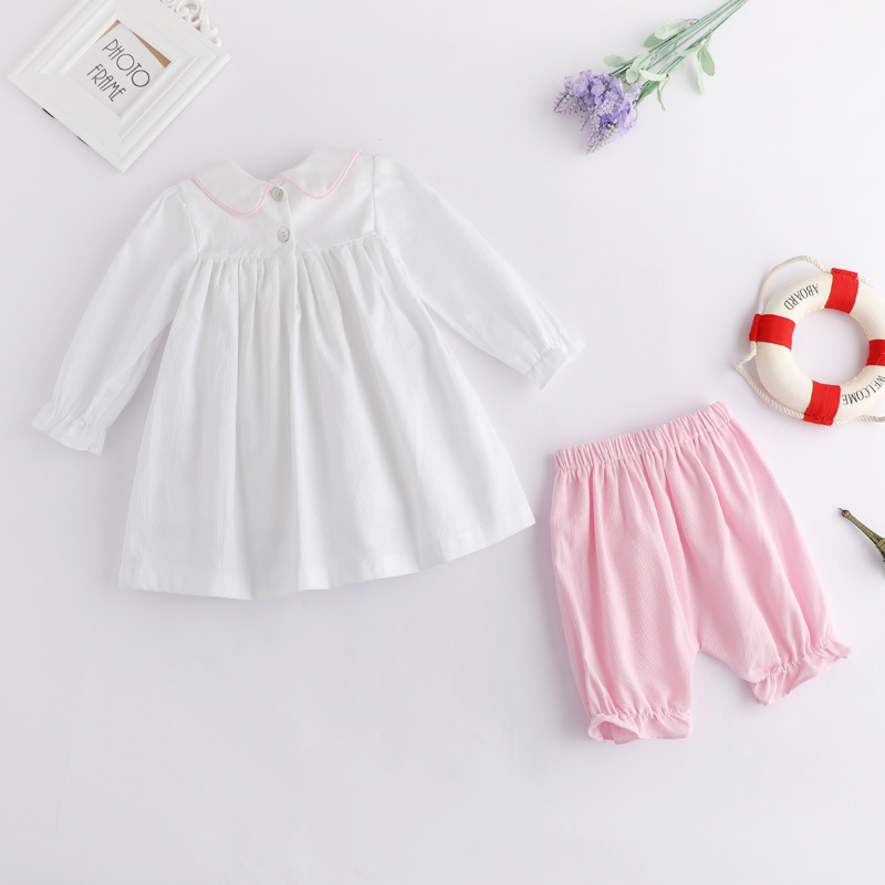 Baby Boutique Clothing Long Sleeve Dress Kids Clothes Smocked Baby Girls' Clothing Sets Kids Two Piece Set For 1-3 Years Girl