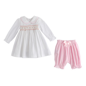 Baby Boutique Clothing Long Sleeve Dress Kids Clothes Smocked Baby Girls' Clothing Sets Kids Two Piece Set For 1-3 Years Girl