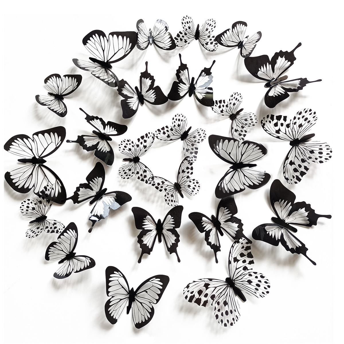 3D Butterfly Sticker Living Room Bedroom Cabinet Decoration Black and White Butterfly Wall Stickers