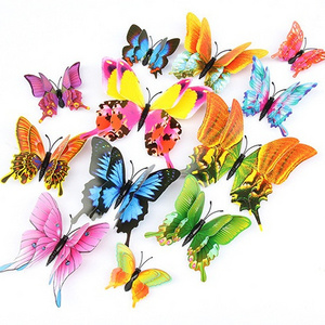 12 Pcs Realistic PVC Double Wings 3D Butterfly Stereoscopic Decal for Home Parties Digital Printing Wall Stickers