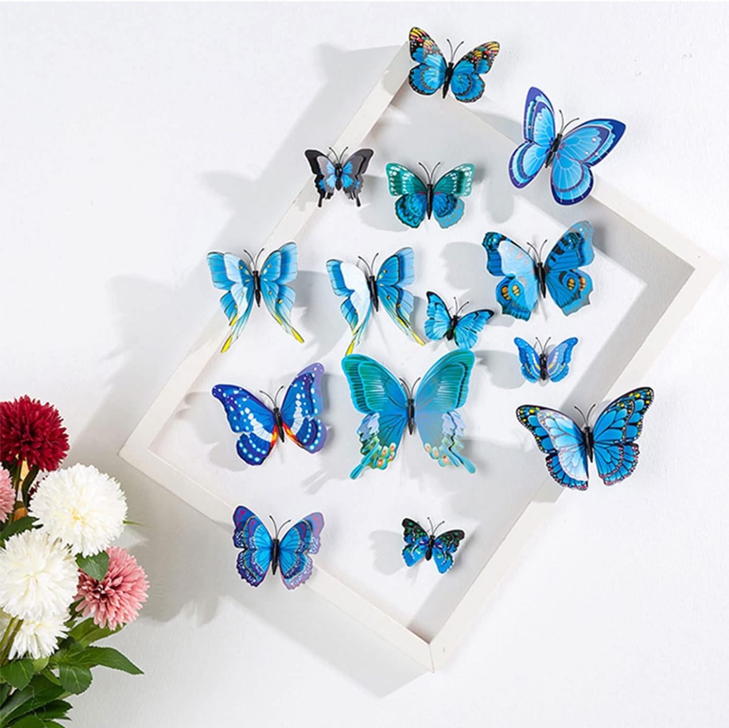 3D Blue Butterfly Removable Mural Wall Stickers for Home Room Bedroom Decoration Wall Decals