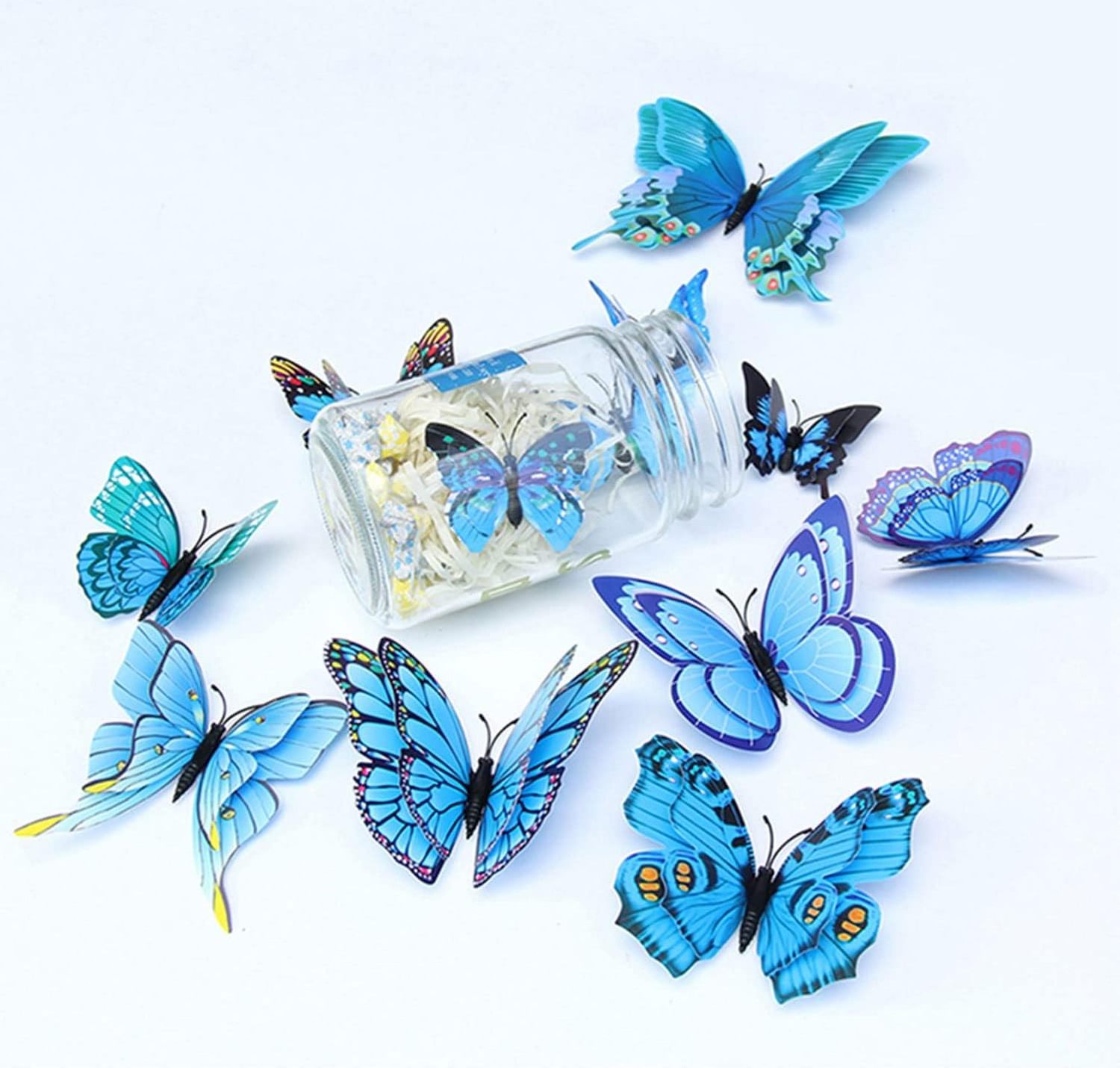 3D Blue Butterfly Removable Mural Wall Stickers for Home Room Bedroom Decoration Wall Decals