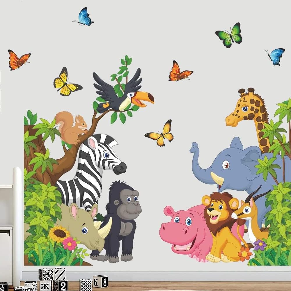 DIY Wall Decal Children Baby House Wall Decor Cartoon Jungle Animal Wall Stickers