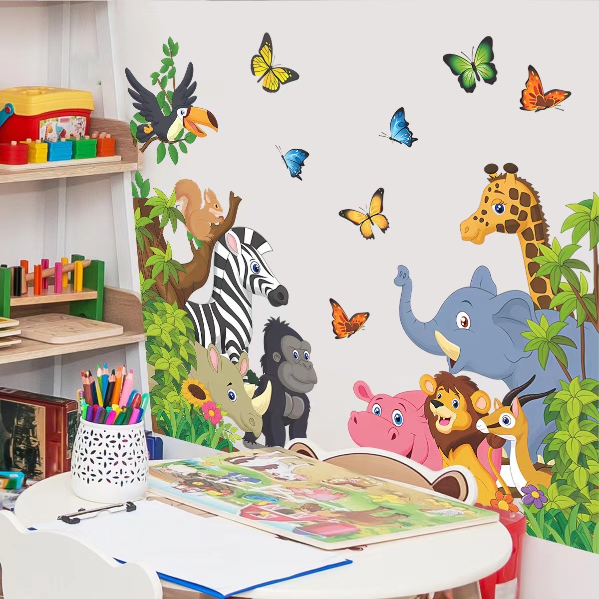 DIY Wall Decal Children Baby House Wall Decor Cartoon Jungle Animal Wall Stickers