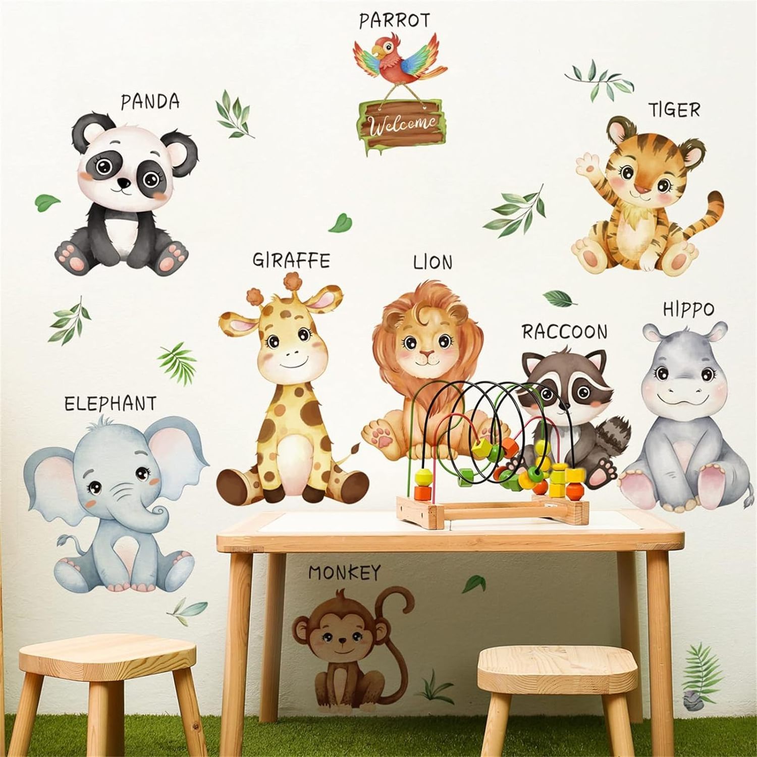 DIY Art Wall Decor Suitable for Baby Room Living Classroom Wall Decor African Jungle Animal Wall Sticker