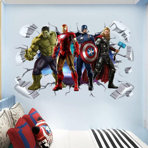 Children Cartoon Wall Decoration Self adhesive vinyl stickers Removable Superhero Wall Sticker Decals for Kids Room