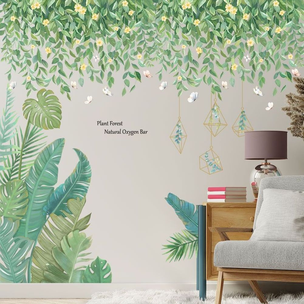 Tropical Leaf Wall Sticker Self-Adhesive Waterproof Diy Plant Wall Sticker Removable Children's Room Kitchen Wall Stickers