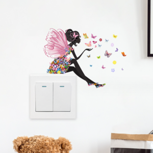 DIY Creative Flower Fairy Switch Decal Wallpaper Wall Stickers Home Decoration Bedroom Kids Room Light Parlor Decor Sticker