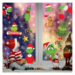 Christmas Window Sticker Merry Christmas Decoration for Home Wall Decals Xmas Santa Claus Gifts Noel Navidad Happy New Year 2024