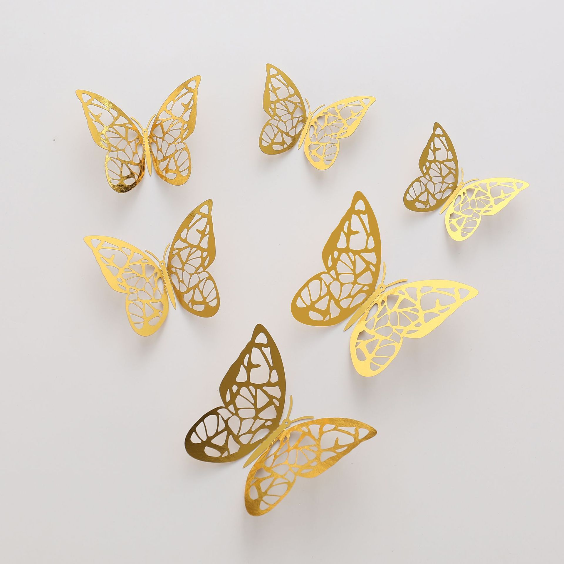 3D Creative Golden Butterfly Removable Wall Stickers Room Decor Butterfly Cake Decorations Home Kids Decor 12pcs/set