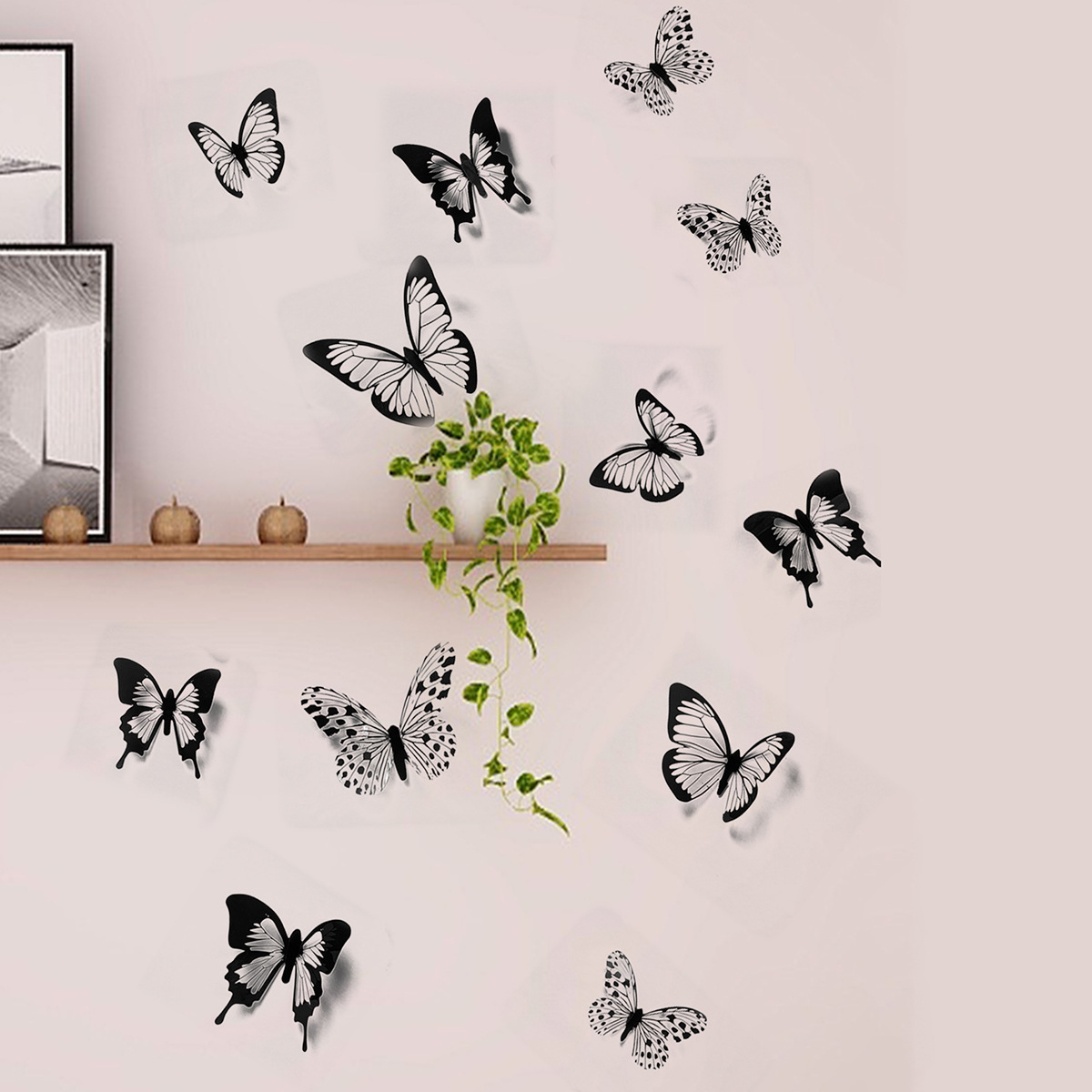 3D Butterfly Sticker Living Room Bedroom Cabinet Decoration Black and White Butterfly Wall Stickers