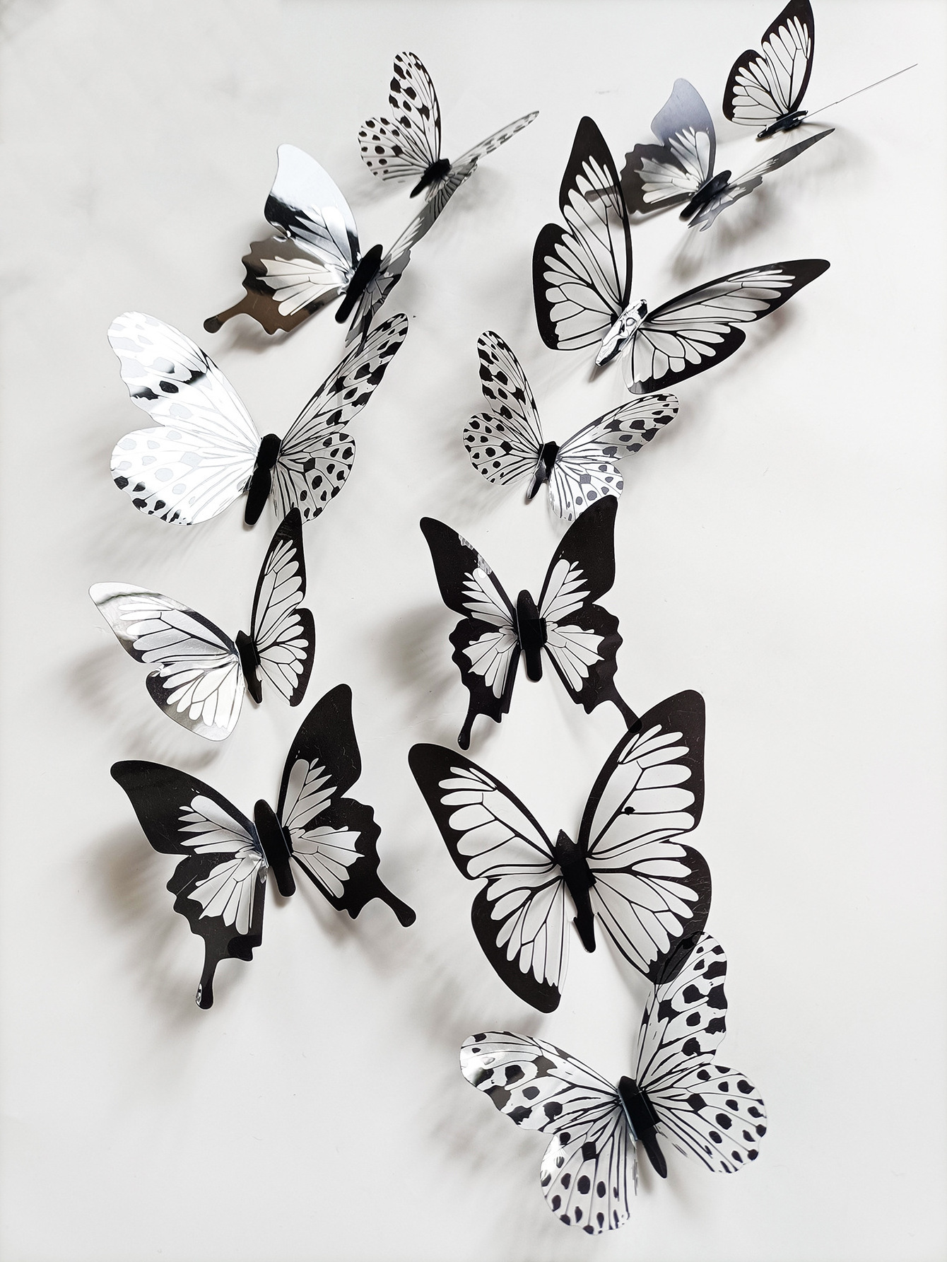 3D Butterfly Sticker Living Room Bedroom Cabinet Decoration Black and White Butterfly Wall Stickers