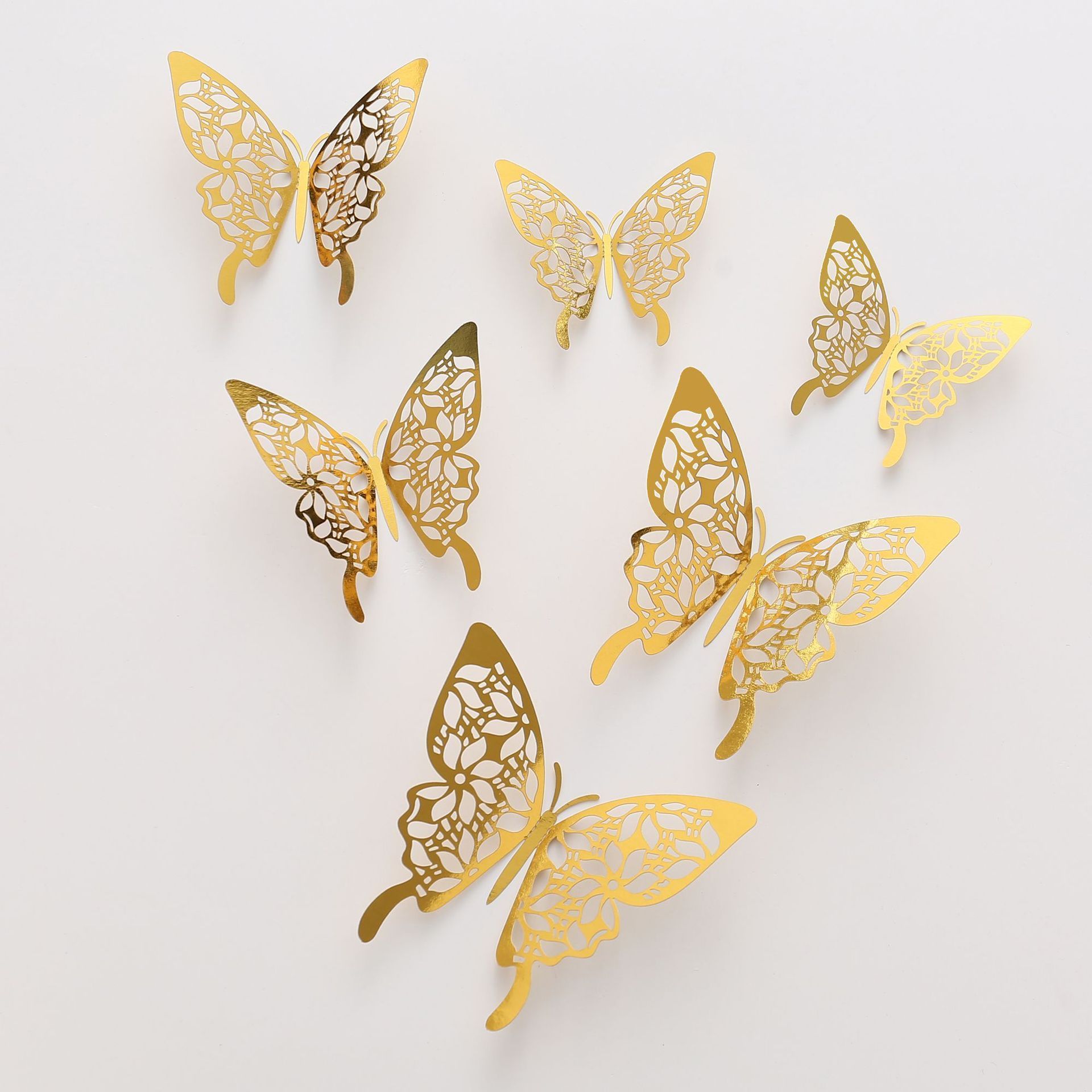 3D Creative Golden Butterfly Removable Wall Stickers Room Decor Butterfly Cake Decorations Home Kids Decor 12pcs/set