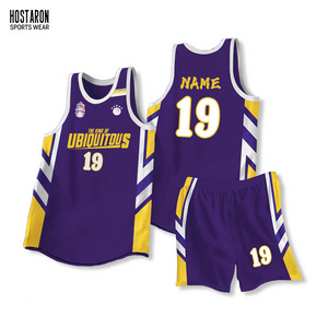 HOSTARON Custom Design Retro Sublimation Reversible Basket Ball Kids Singlets Vests Kit Set Shirt Men Basketball Uniform Jersey