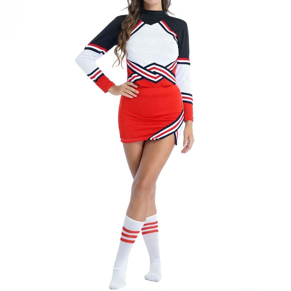 HOSTARON OEM ODM High Quality Stitching Color Long Sleeves Cheerleader Uniforms