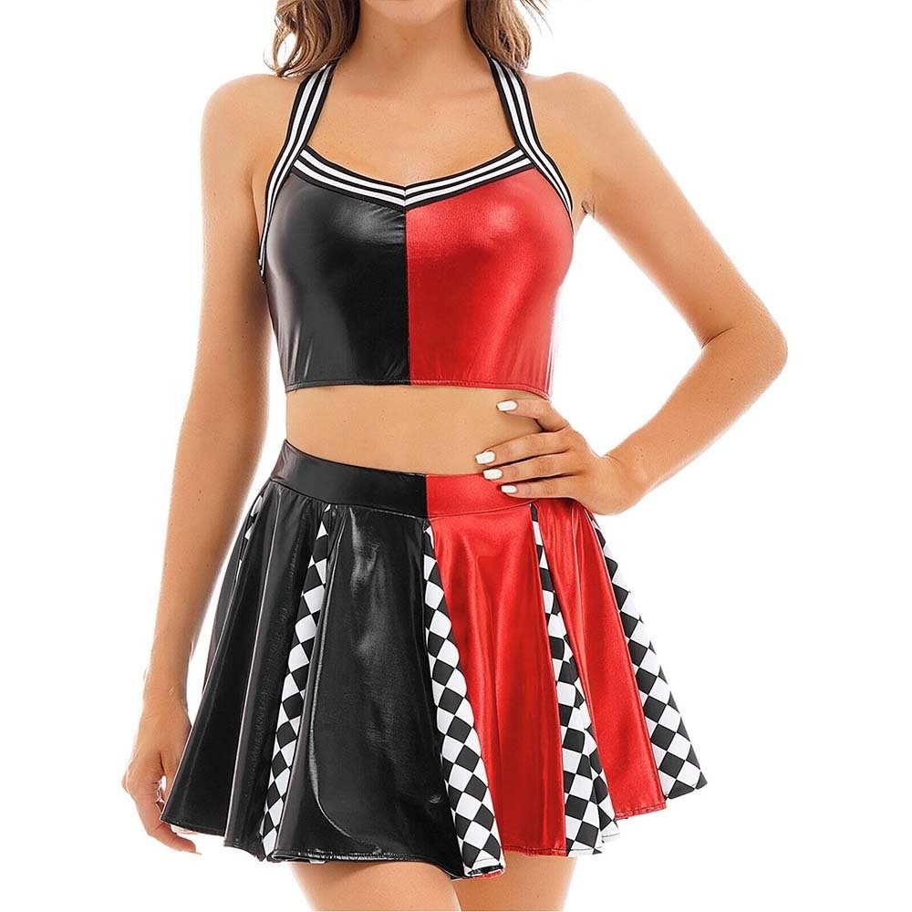 HOSTARON Hot Sale Custom Sexy Crop Tops Custom Checkerboard Printing Cheerleading Uniforms